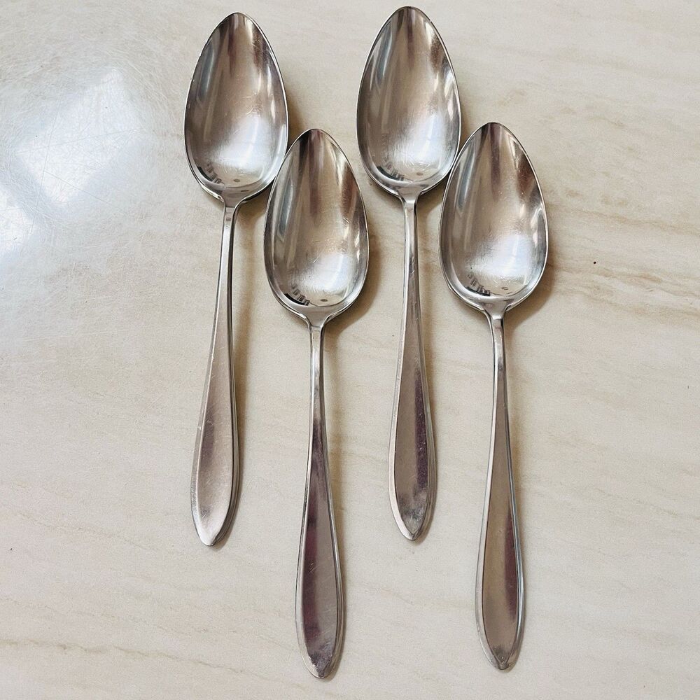 4pc WMF Cromargan Germany Shadowpoint Soup Spoon 7 1/4” Stainless